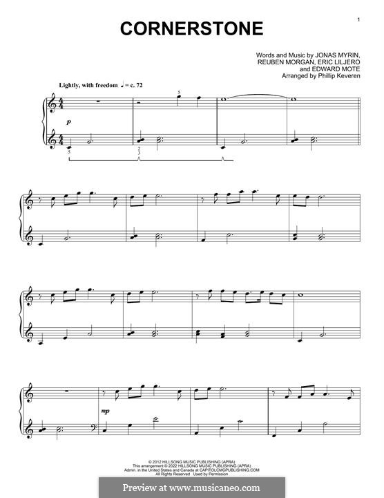 Cornerstone (Hillsong): For piano by Jonas Myrin, Reuben Morgan, Eric Liljero