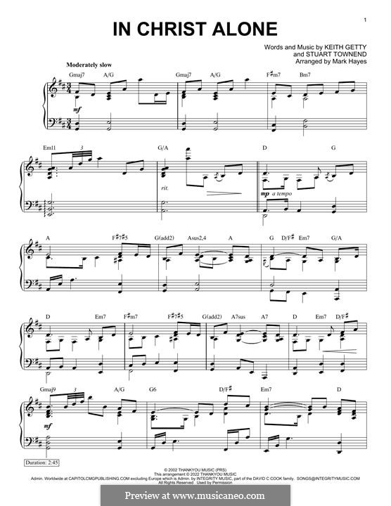 In Christ Alone (Newsboys): For piano by Keith Getty, Stuart Townend