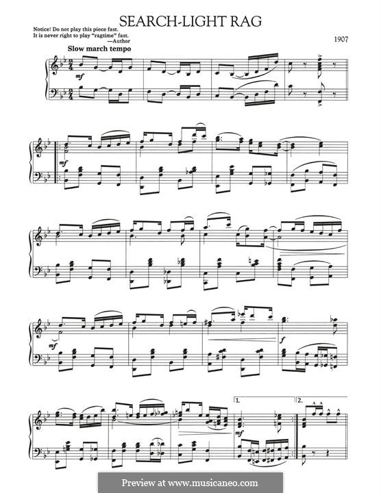 Searchlight Rag: For piano by Scott Joplin