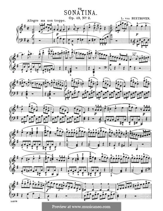 Sonata for Piano No.20, Op.49 No.2: For a single performer by Ludwig van Beethoven