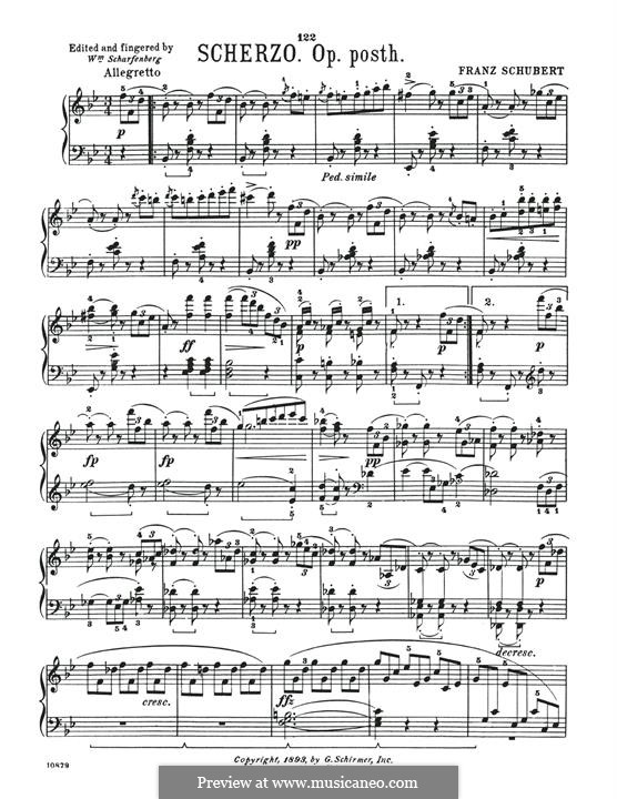 Two Scherzos for Piano, D.593: Scherzo No.1 in B Flat Major by Franz Schubert