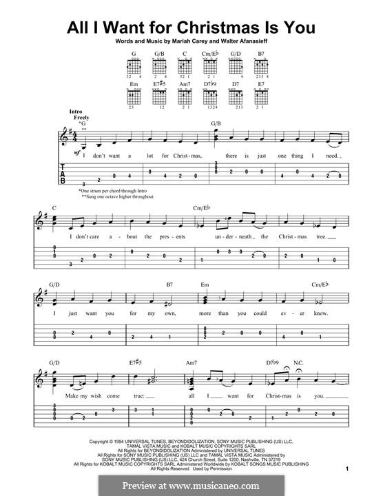 Instrumental version: For guitar with tab by Mariah Carey, Walter Afanasieff