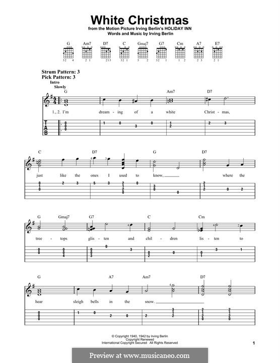 Guitar version: Easy notes by Irving Berlin