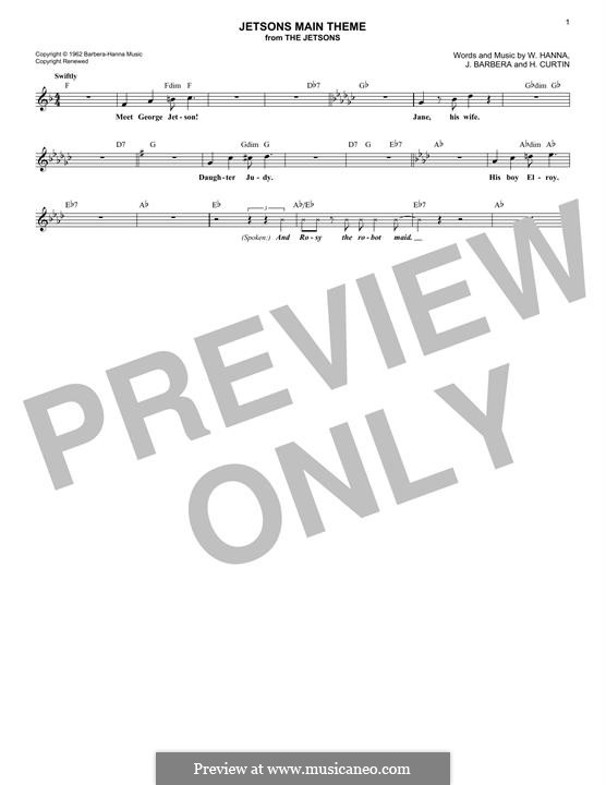 Jetsons Main Theme (Hoyt Curtin): For keyboard by Joseph Barbera