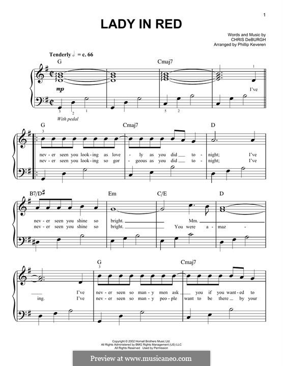 The Lady in Red: For piano by Chris de Burgh