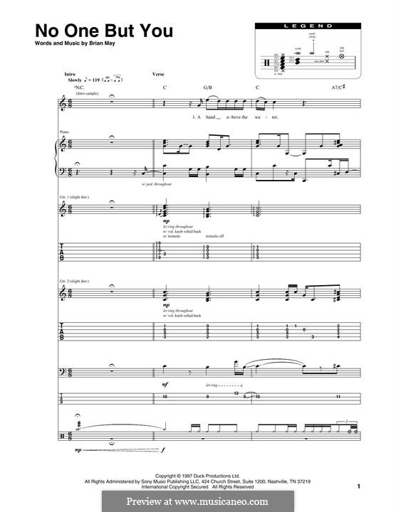 No One But You (Only The Good Die Young): Transcribed score by Brian May