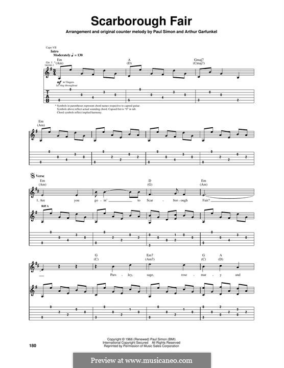 Scarborough Fair / Canticle: For guitar with tab by folklore