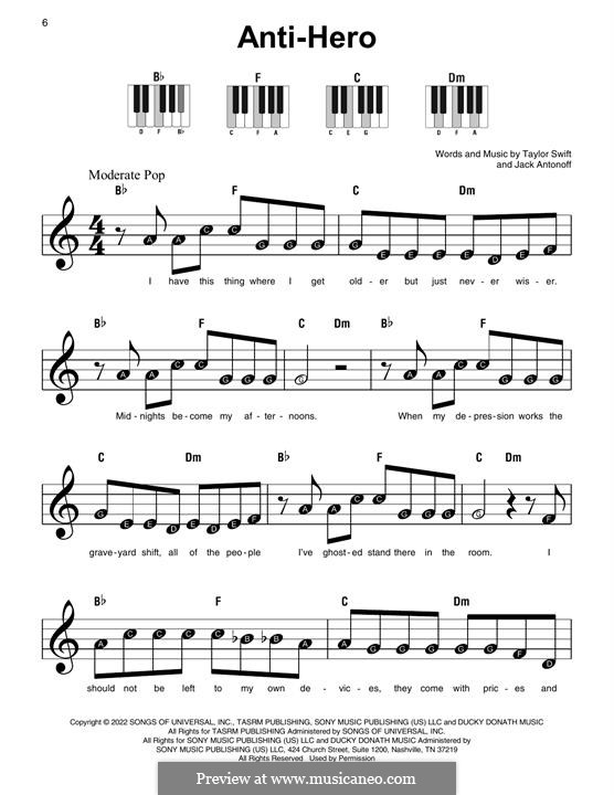 Anti-Hero (Taylor Swift): For easy piano by Jack Antonoff