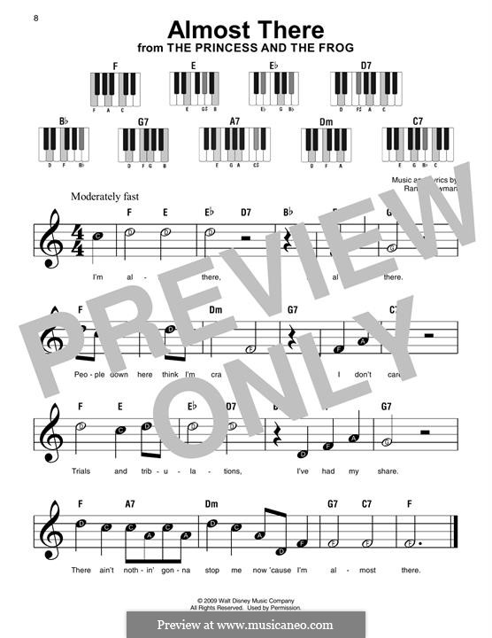 Almost There (from The Princess And The Frog): For easy piano by Randy Newman