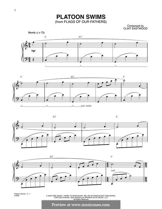 Platoon Swims (from Flags of Our Fathers): For piano by Clint Eastwood