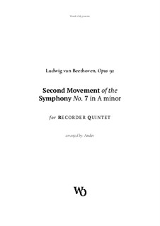 Movement II: For recorder quintet by Ludwig van Beethoven