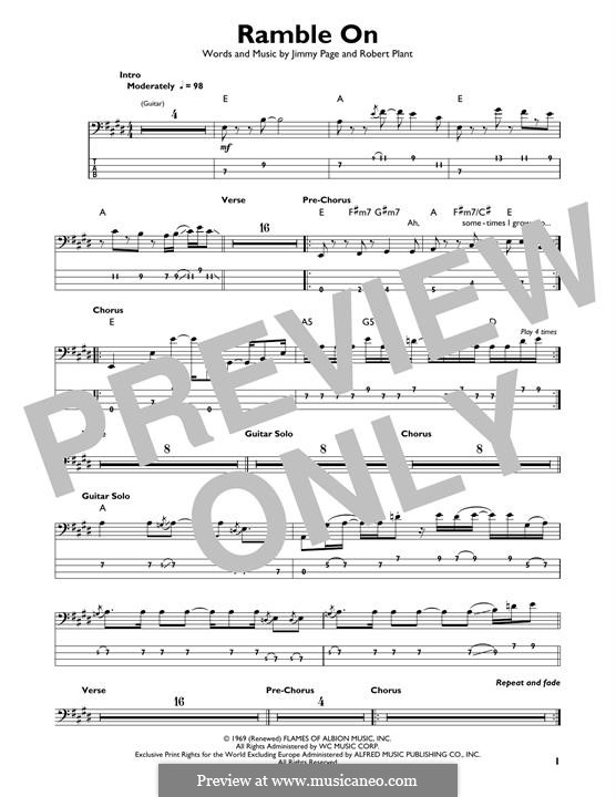 Ramble On (Led Zeppelin): For bass guitar with tab by Jimmy Page, Robert Plant