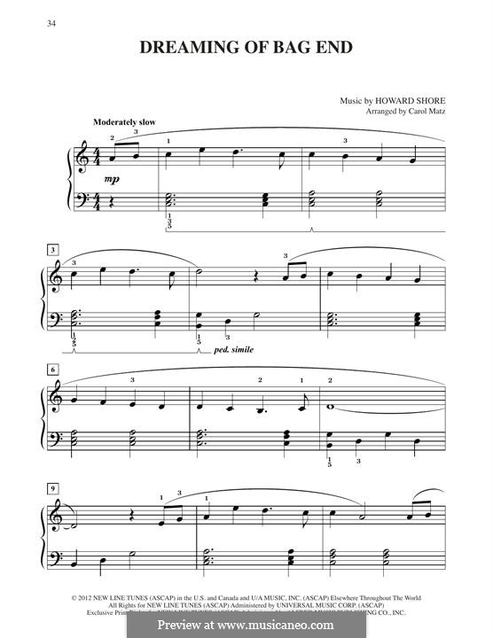 Dreaming Of Bag End (from The Hobbit: An Unexpected Journey): For piano by Howard Shore