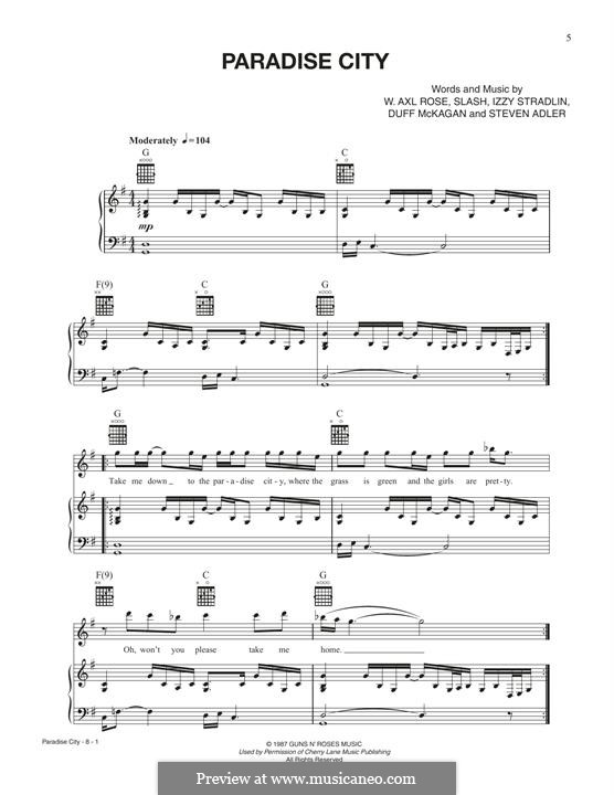 Paradise City Guns and Roses Partitura