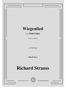 No.1 Wiegenlied: B flat Major by Richard Strauss