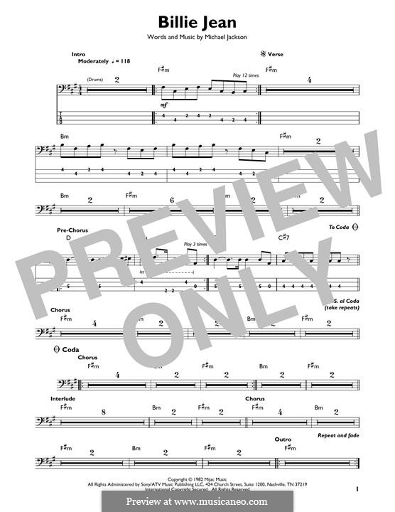 Billie Jean: For bass guitar with tab by Michael Jackson