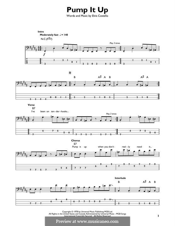 Pump It Up: For bass guitar with tab by Elvis Costello