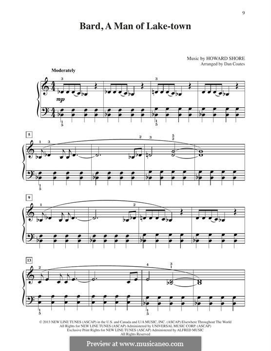 Bard, A Man Of Lake-Town (from The Hobbit: The Desolation of Smaug): For piano by Howard Shore