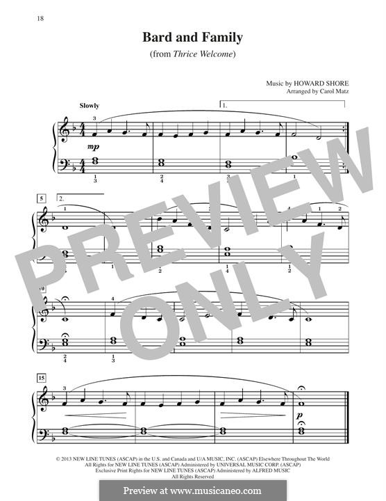 Bard And Family (from The Hobbit: The Desolation of Smaug): For piano by Howard Shore