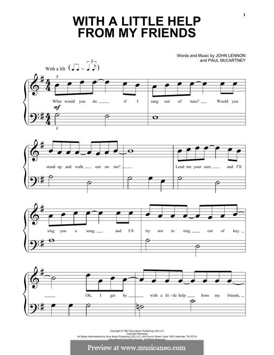 With a Little Help from My Friends (The Beatles): For easy piano by John Lennon, Paul McCartney