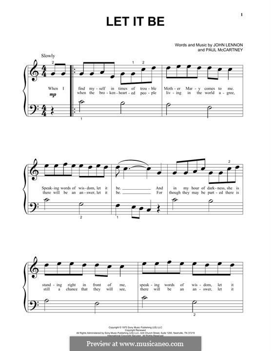 Piano version: Easy notes by John Lennon, Paul McCartney