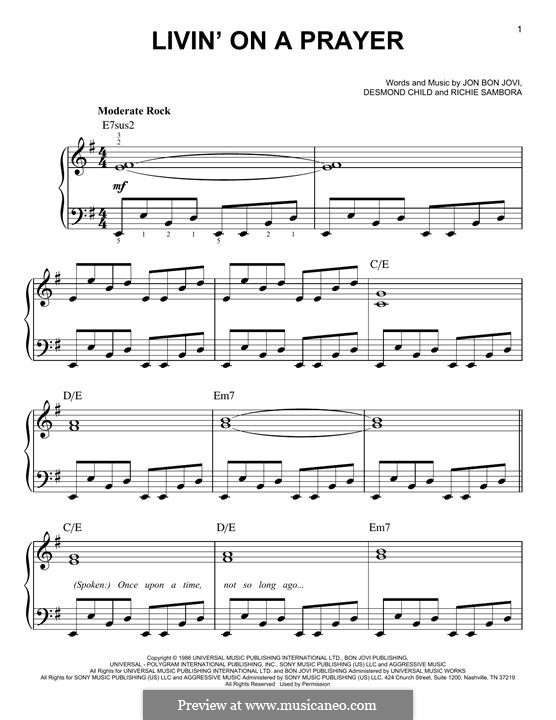 Instrumental version: For piano by Desmond Child, Jon Bon Jovi, Richie Sambora