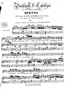 Gianni di Parigi. Duo, for Voices and Piano: Gianni di Parigi. Duo, for Voices and Piano by Francesco Morlacchi