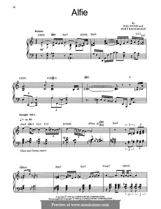 Alfie: For piano by Burt Bacharach
