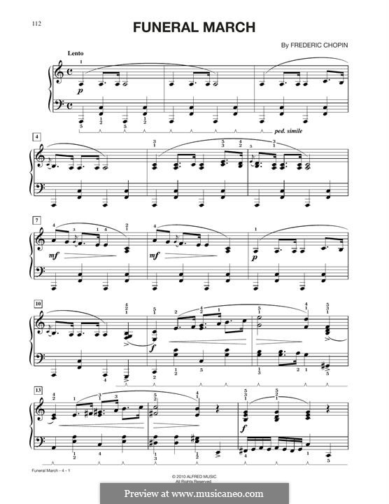 Sonata for Piano No.2 in B Flat Minor, Op.35: Movement III, for piano by Frédéric Chopin