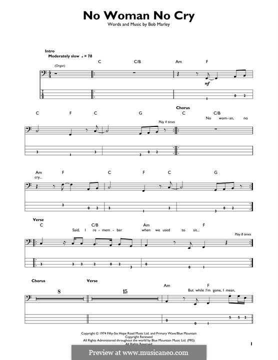 No Woman, No Cry by Bob Marley - Guitar Tablature - Digital Sheet