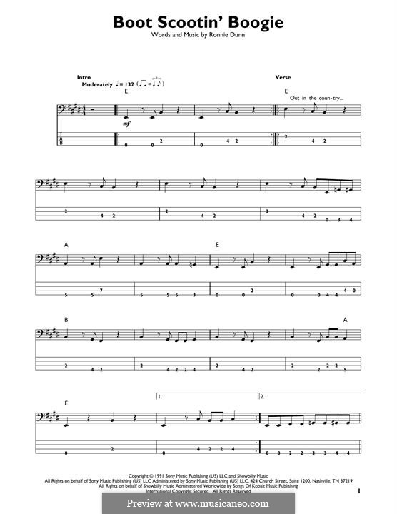Boot Scootin' Boogie (Brooks & Dunn): For bass guitar with tab by Ronnie Dunn