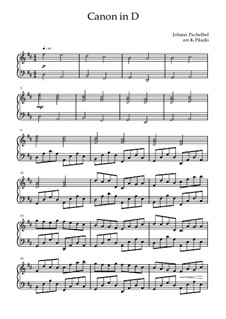 Piano version: For a single performer (variations) by Johann Pachelbel