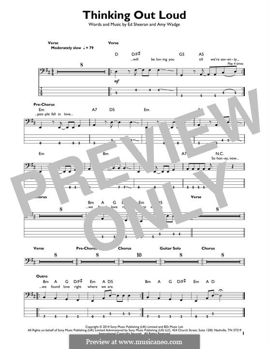 Thinking Out Loud: For bass guitar with tab by Ed Sheeran, Amy Wadge