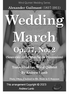 Wedding March, Op.77 No.2: For wind quintet by Alexandre Guilmant