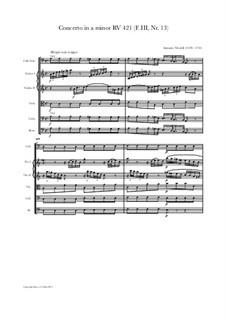 Concerto for Cello and Strings in C Minor, RV 421: Full score, parts by Antonio Vivaldi