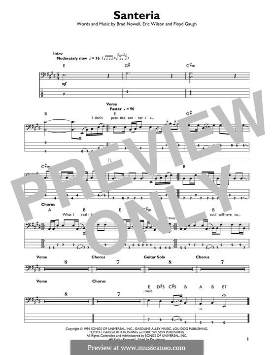 Santeria (Sublime): For bass guitar with tab by Brad Nowell, Eric Wilson, Floyd Gaugh