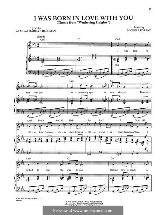I Was Born In Love With You by M. Legrand - sheet music on MusicaNeo