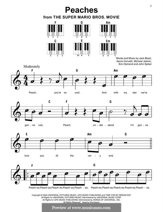 Peaches from 'The Super Mario Bros. Movie' Sheet Music for Beginners in A  Minor - Download & Print - SKU: MN0273664