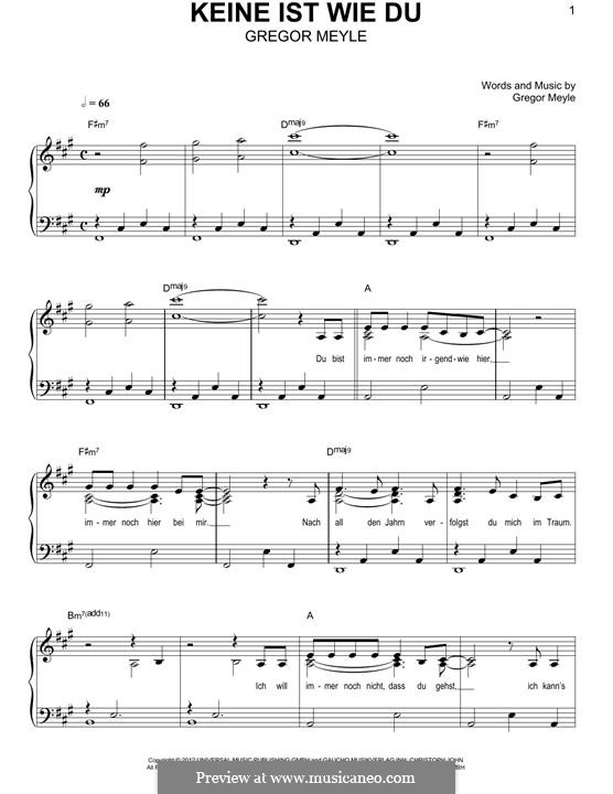 Keine Ist Wie Du by G. Meyle sheet music on MusicaNeo