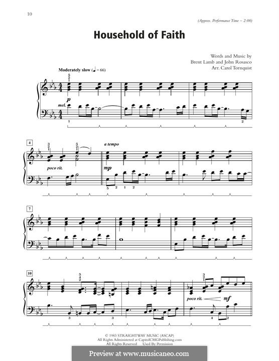 Household of Faith (Steve Green): For piano by John Rosasco