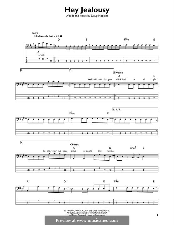 Hey Jealousy (Gin Blossoms) by D. Hopkins sheet music on MusicaNeo