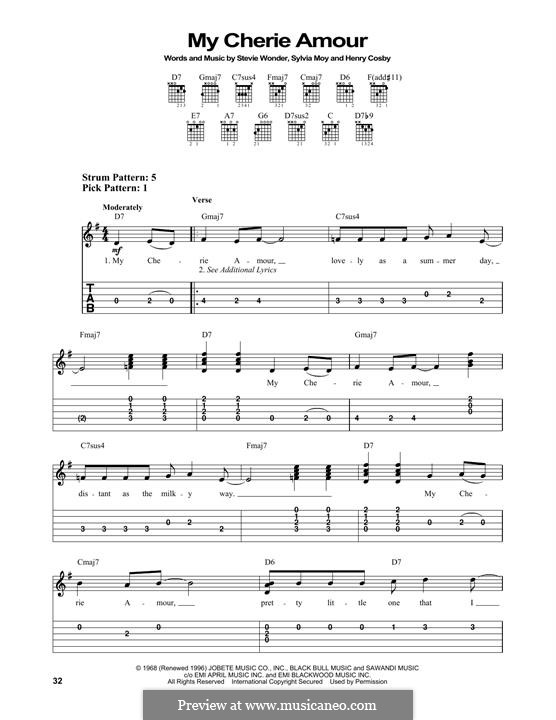 My Cherie Amour (Stevie Wonder): For guitar with tab by Henry Cosby, Sylvia Moy