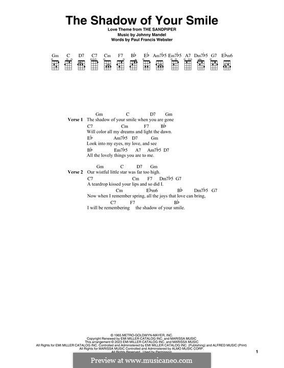 The Shadow of Your Smile (Tony Bennett): Melody line by Johnny Mandel