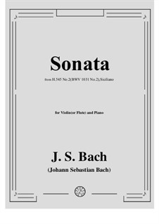 Sonata for Flute and Harpsichord No.2 in E Flat Major, BWV 1031: Movement II, for violin and piano by Johann Sebastian Bach