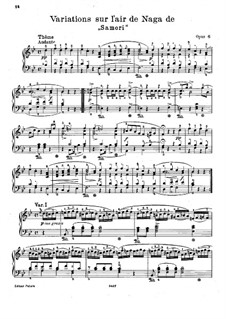 Variations on Theme from 'Samori' by Vogler, J.43 Op.6: For piano by Carl Maria von Weber