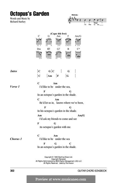 Octopus's Garden (The Beatles): Lyrics and guitar chords by Ringo Starr