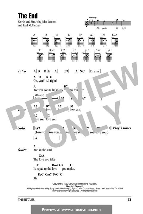 The End (The Beatles): Lyrics and guitar chords by John Lennon, Paul McCartney