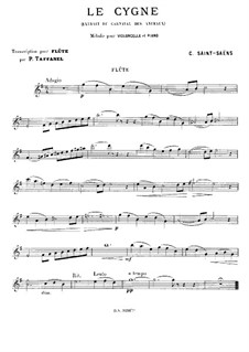 The Swan: For flute and piano – solo part by Camille Saint-Saëns