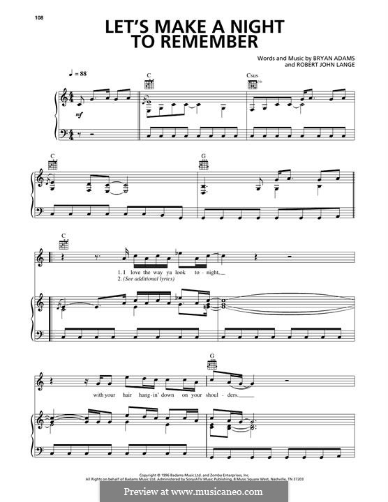 Let's Make a Night to Remember: For voice and piano (or guitar) by Robert John Lange