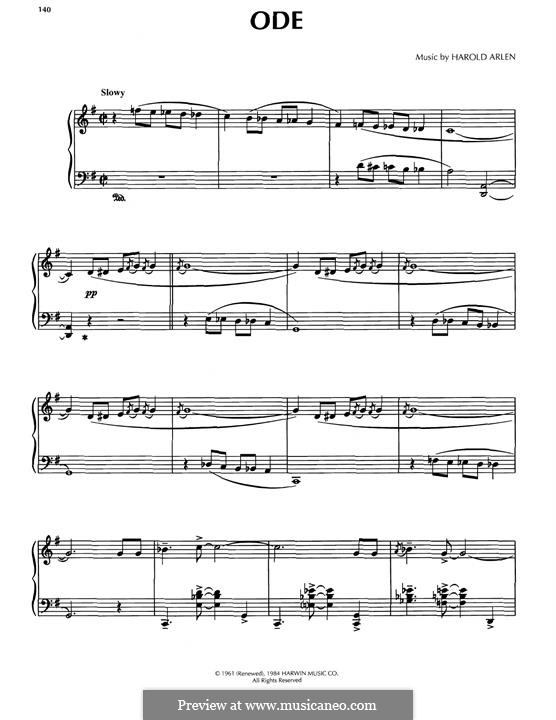 Ode by H. Arlen sheet music on MusicaNeo